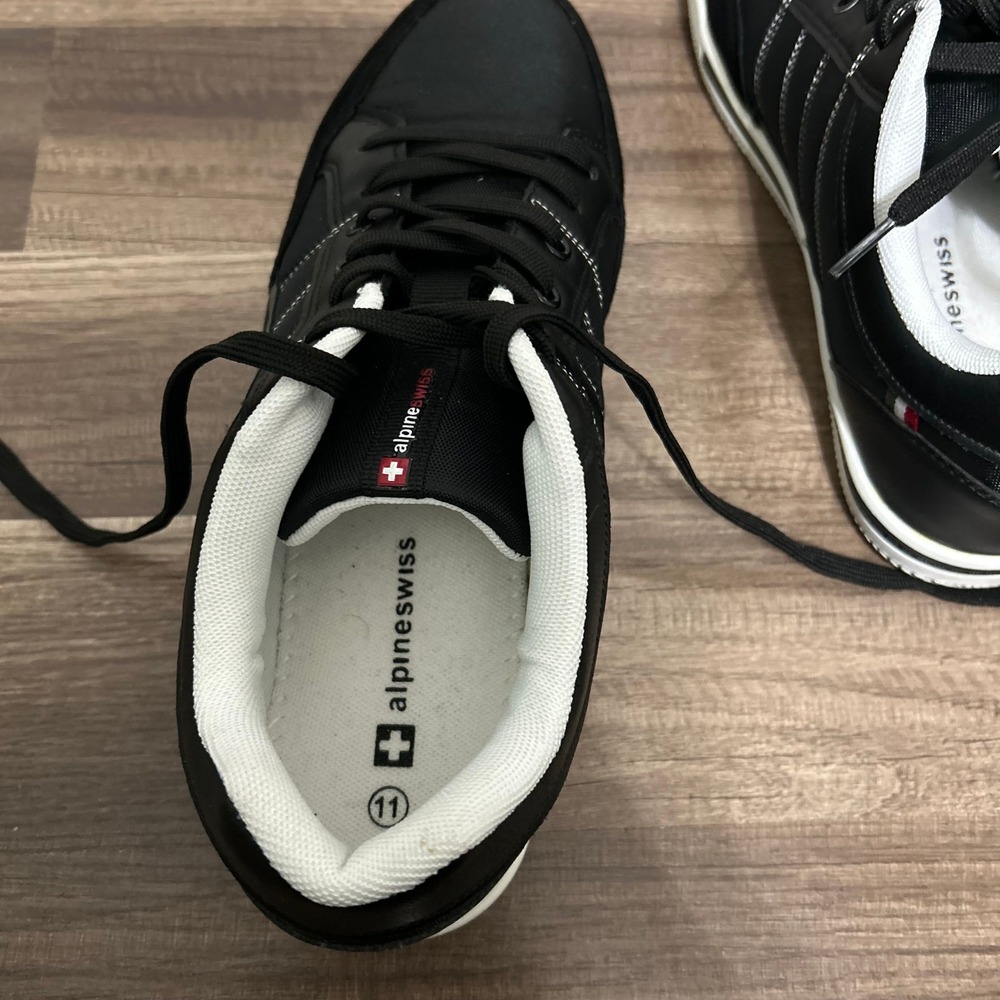 Alpine Swiss Sneakers Men's 11 Black Low Top Casual Urban Lifestyle Shoes STEFAN - Picture 9 of 13